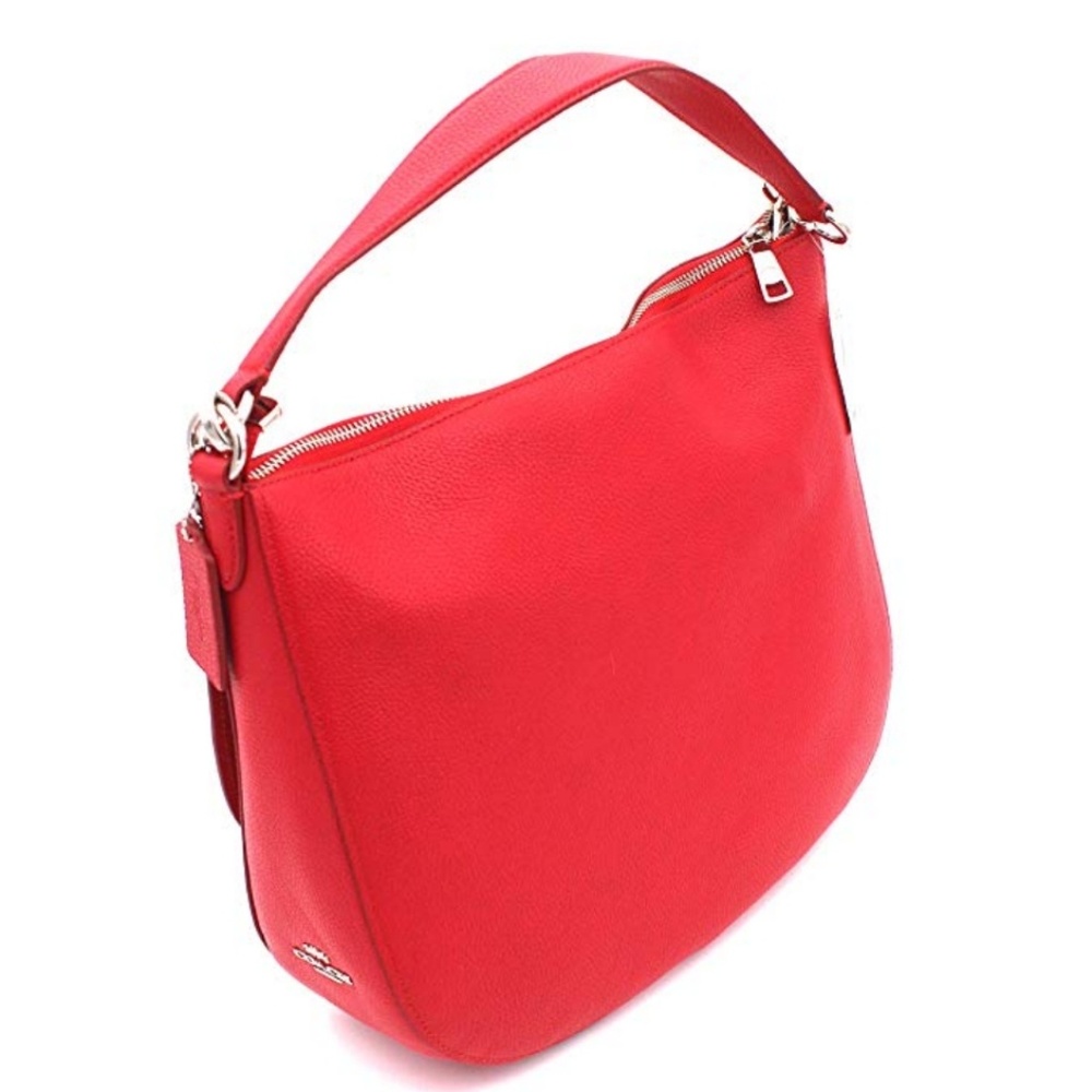 Coach Bag Turnlock Hobo Luxe Pebble Leather Tru Red Convertible To Crossbody NWT - Picture 4 of 7